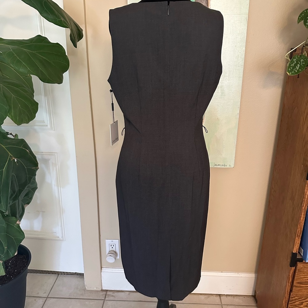 NWT Calvin Klein Gray Sleeveless Cowl Neck Sheath Dress - Picture 5 of 8